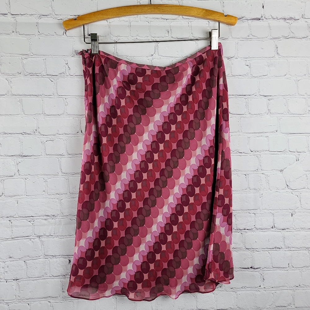Ann Taylor Silk Skirt Pinks & Reds sz 8P